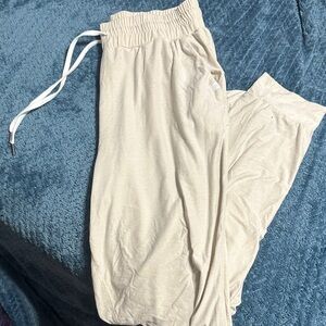 Cream Drawstring Lounge Pants
